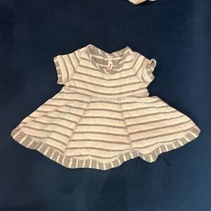 Hanna Andersson reversible gray and white stripe dress, 0-3M